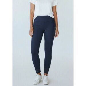 Mondetta Navy Blue High-Waist Leggings With Mesh Panels Womens Size L Stretch Fa